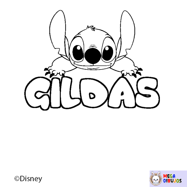 Coloración del nombre GILDAS - decorado Stitch