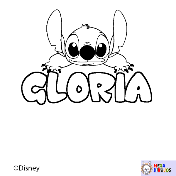 Coloración del nombre GLORIA - decorado Stitch