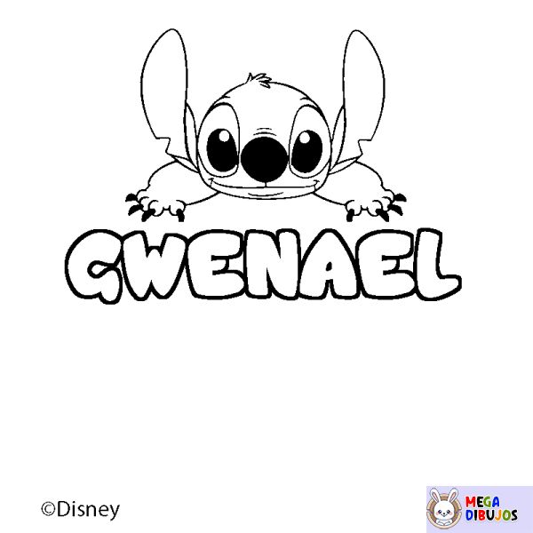 Coloración del nombre GWENAEL - decorado Stitch