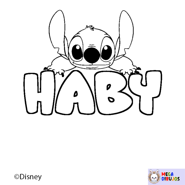 Coloración del nombre HABY - decorado Stitch