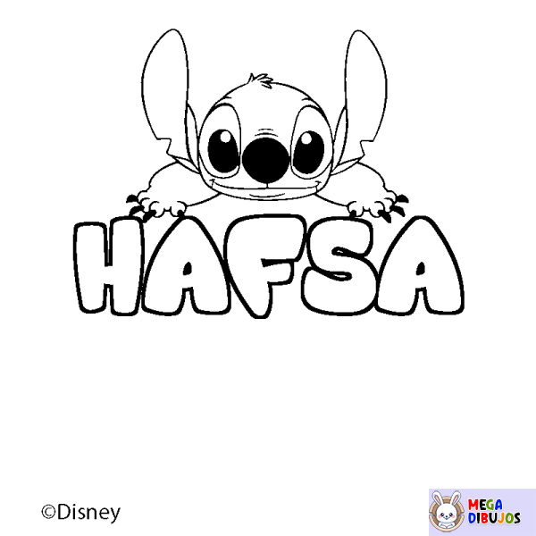 Coloración del nombre HAFSA - decorado Stitch
