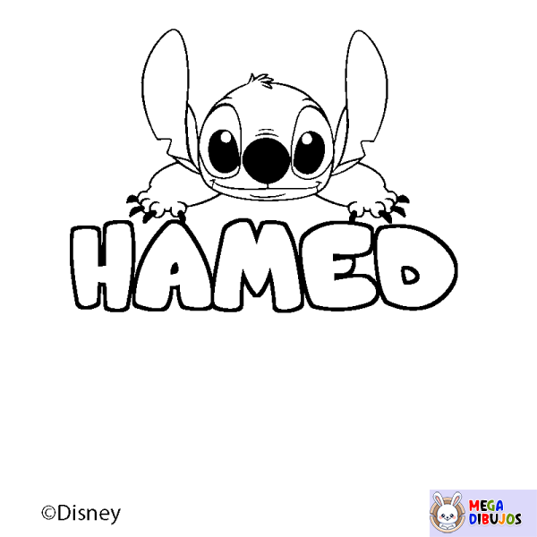 Coloración del nombre HAMED - decorado Stitch