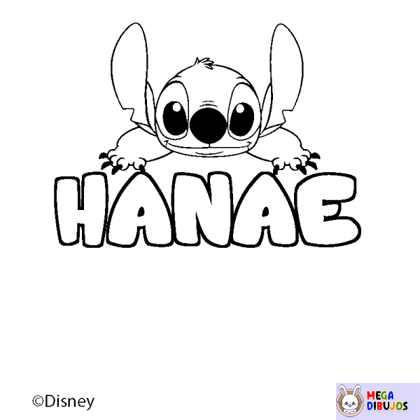 Coloración del nombre HANAE - decorado Stitch