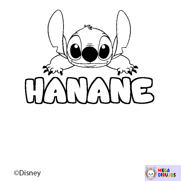 Coloración del nombre HANANE - decorado Stitch