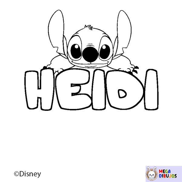 Coloración del nombre HEIDI - decorado Stitch