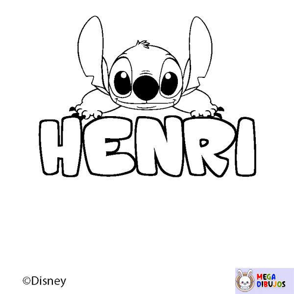 Coloración del nombre HENRI - decorado Stitch