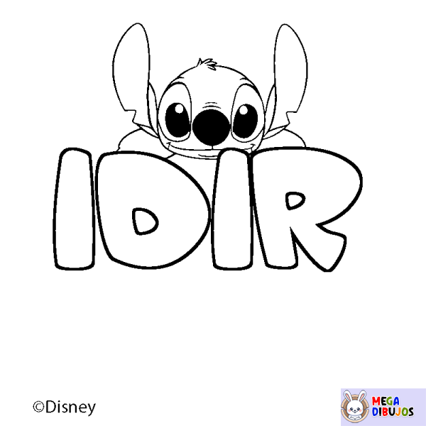 Coloración del nombre IDIR - decorado Stitch