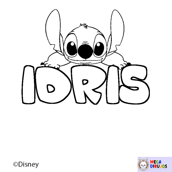 Coloración del nombre IDRIS - decorado Stitch