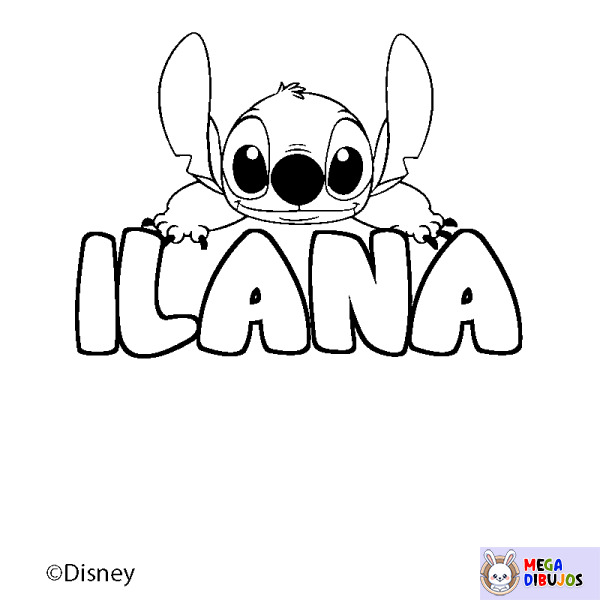 Coloración del nombre ILANA - decorado Stitch