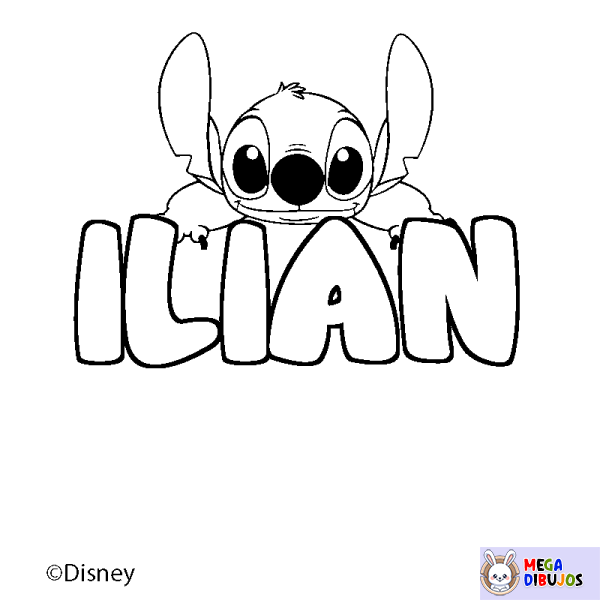 Coloración del nombre ILIAN - decorado Stitch