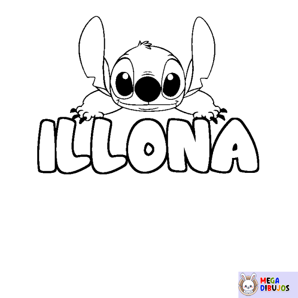 Coloración del nombre ILLONA - decorado Stitch