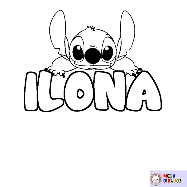 Coloración del nombre ILONA - decorado Stitch
