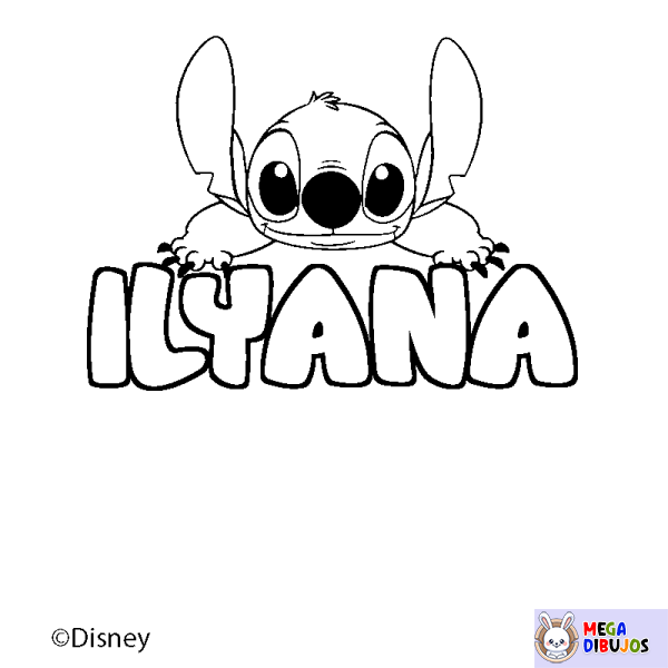 Coloración del nombre ILYANA - decorado Stitch