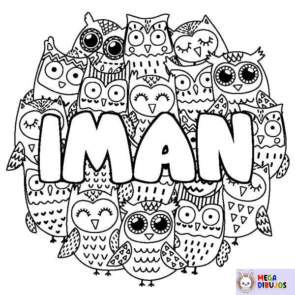Coloración del nombre IMAN - decorado b&uacute;hos