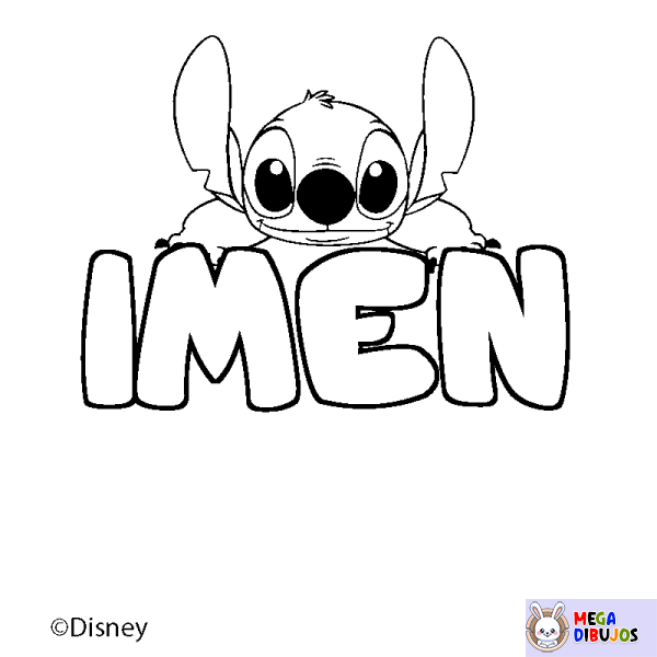 Coloración del nombre IMEN - decorado Stitch