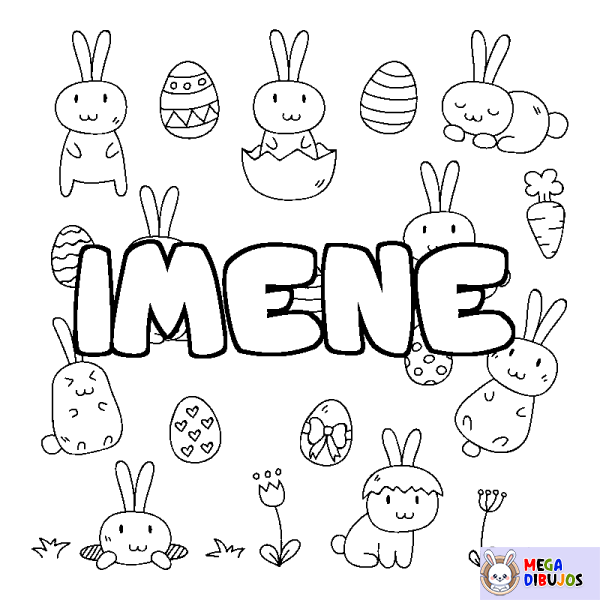 Coloración del nombre IMENE - decorado Pascua