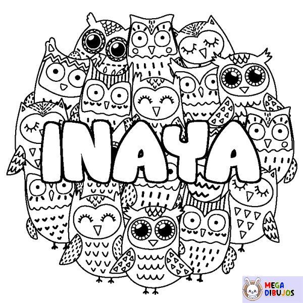 Coloración del nombre INAYA - decorado b&uacute;hos