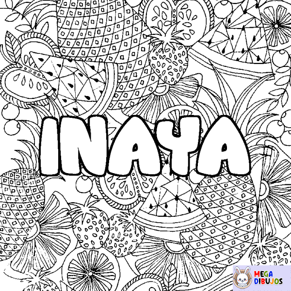 Coloración del nombre INAYA - decorado mandala de frutas