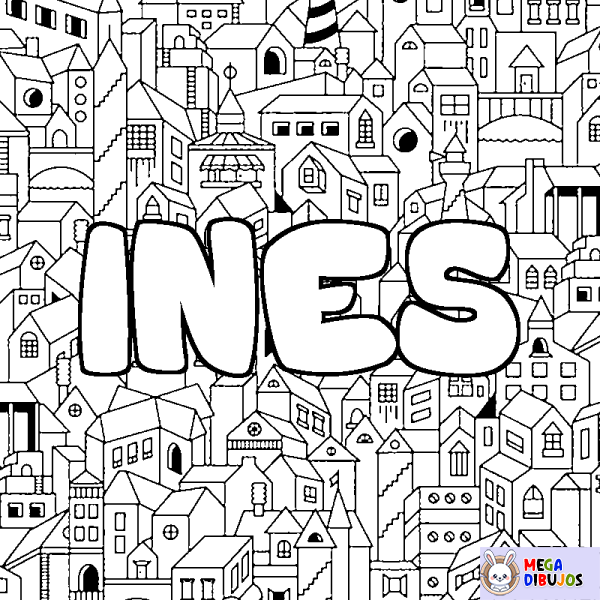 Coloración del nombre INES - decorado ciudad