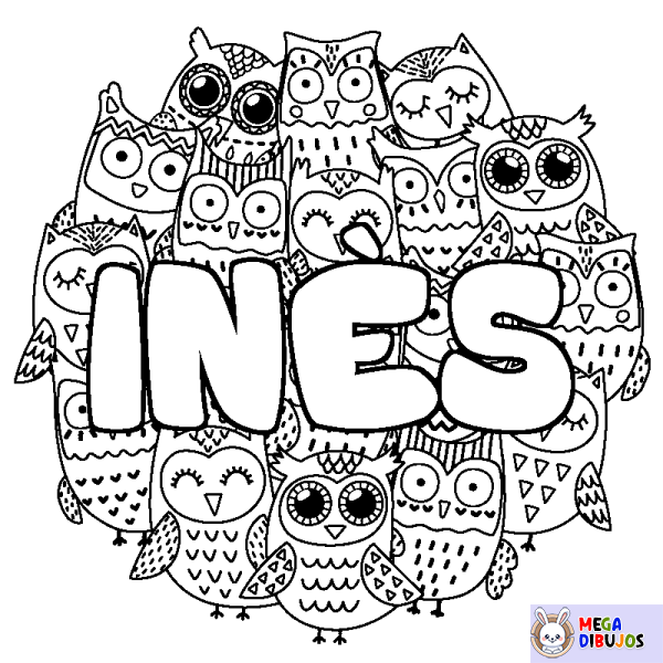 Coloración del nombre IN&Egrave;S - decorado b&uacute;hos