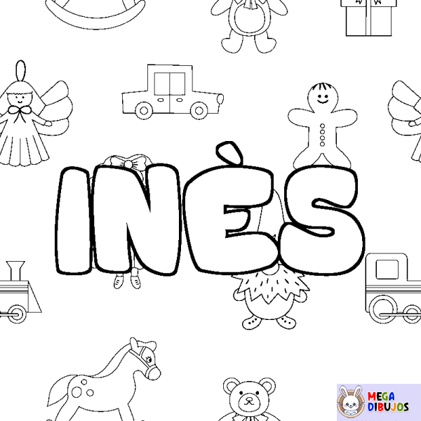 Coloración del nombre IN&Egrave;S - decorado juguetes