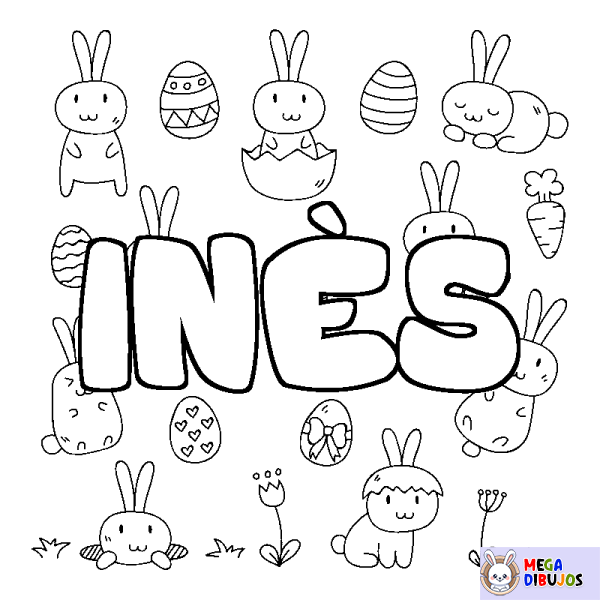 Coloración del nombre IN&Egrave;S - decorado Pascua