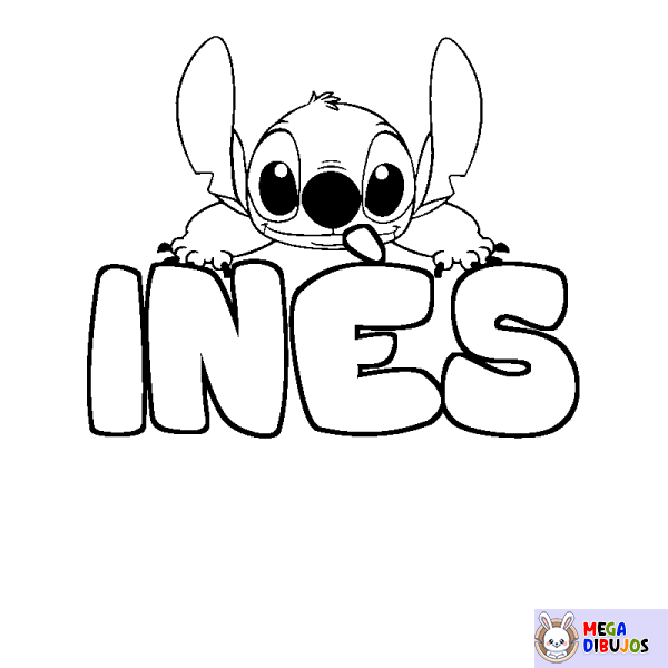 Coloración del nombre IN&Egrave;S - decorado Stitch