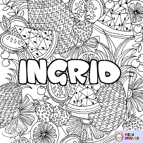 Coloración del nombre INGRID - decorado mandala de frutas