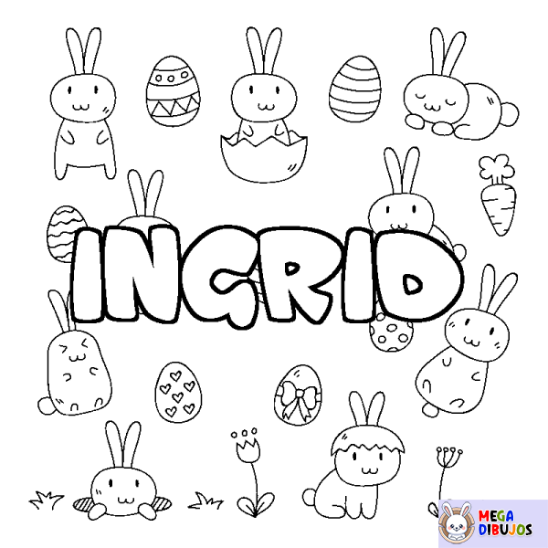 Coloración del nombre INGRID - decorado Pascua