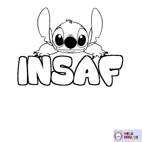 Coloración del nombre INSAF - decorado Stitch