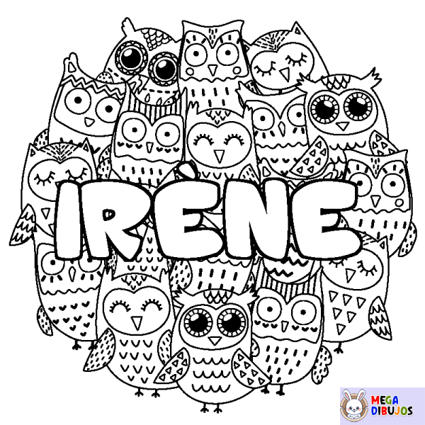 Coloración del nombre IR&Egrave;NE - decorado b&uacute;hos
