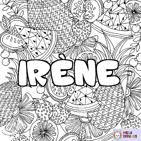 Coloración del nombre IR&Egrave;NE - decorado mandala de frutas