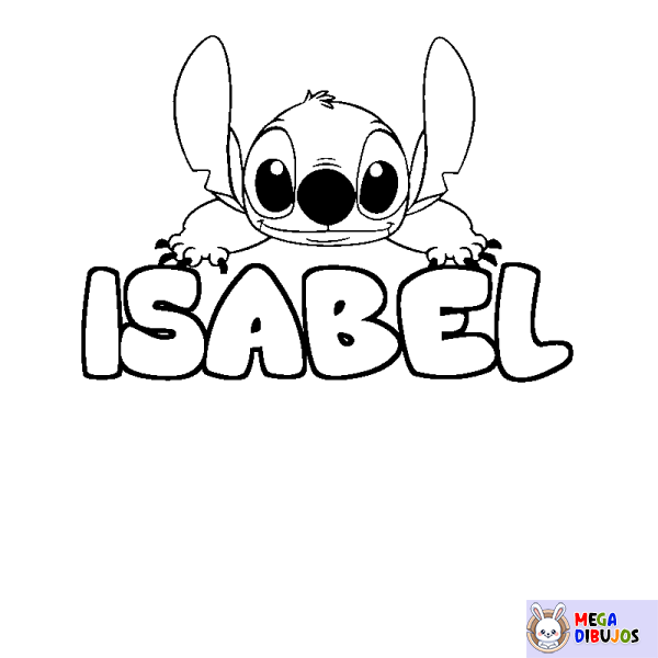 Coloración del nombre ISABEL - decorado Stitch