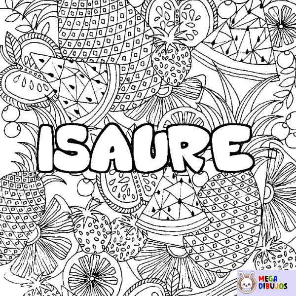 Coloración del nombre ISAURE - decorado mandala de frutas