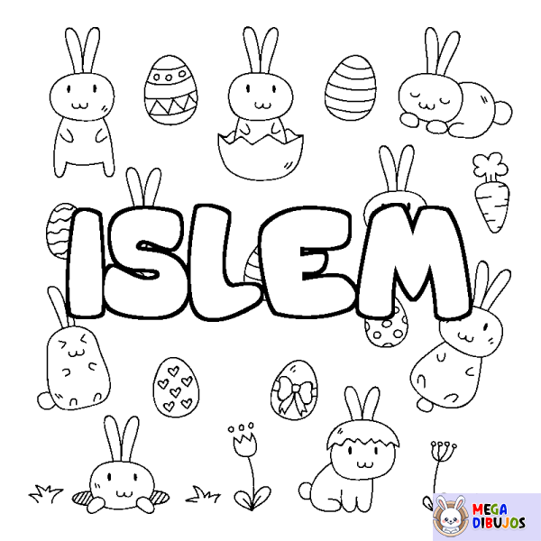 Coloración del nombre ISLEM - decorado Pascua
