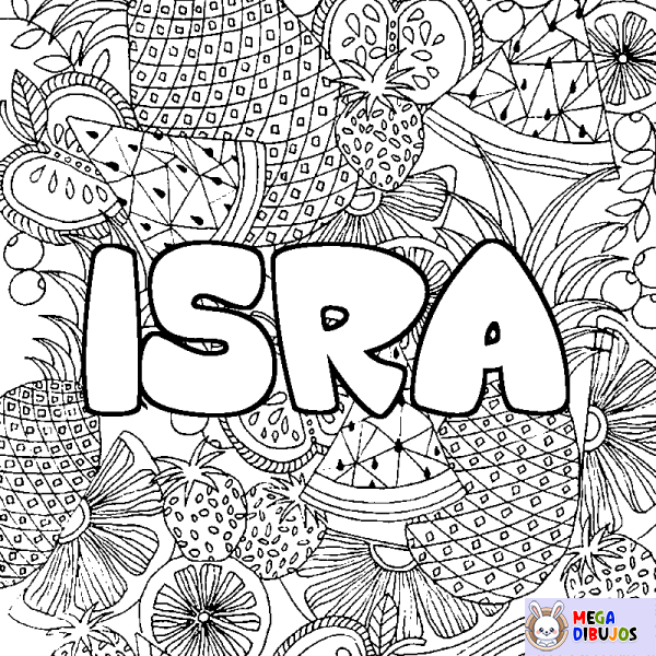 Coloración del nombre ISRA - decorado mandala de frutas