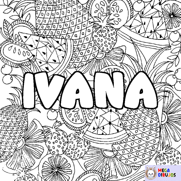 Coloración del nombre IVANA - decorado mandala de frutas