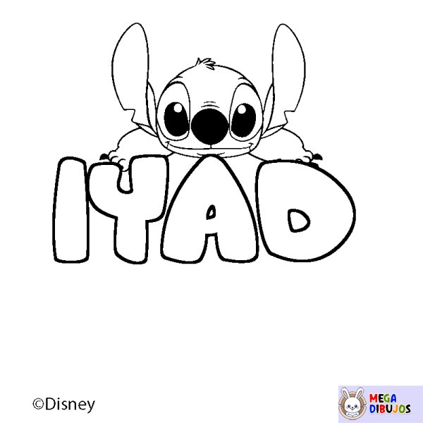 Coloración del nombre IYAD - decorado Stitch