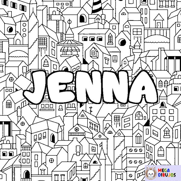 Coloración del nombre JENNA - decorado ciudad