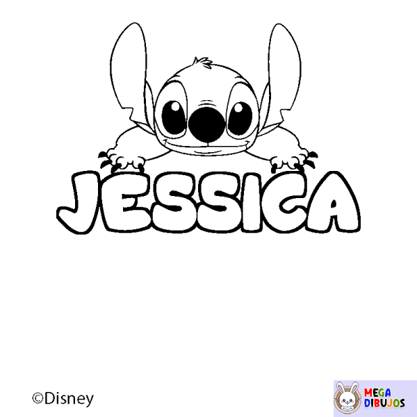 Coloración del nombre JESSICA - decorado Stitch