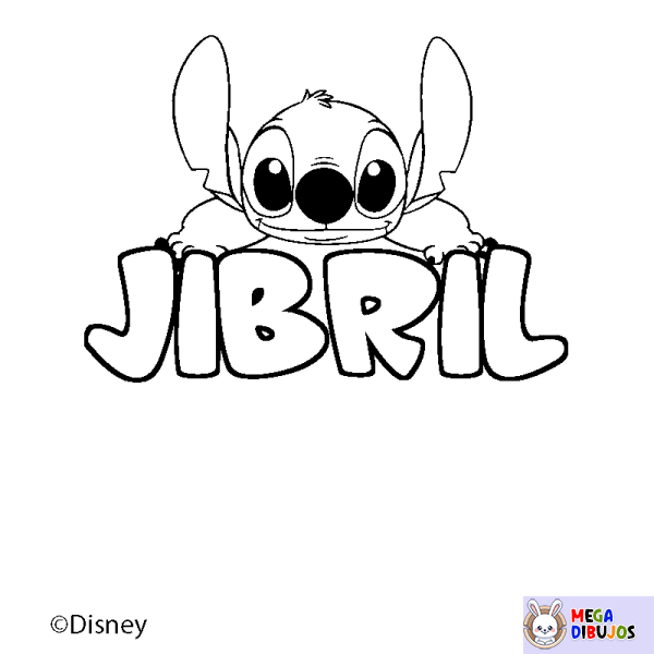 Coloración del nombre JIBRIL - decorado Stitch