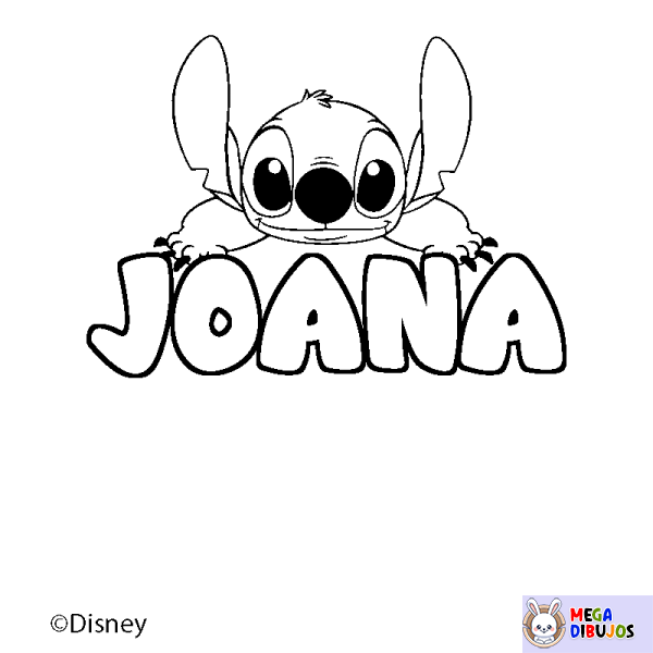 Coloración del nombre JOANA - decorado Stitch