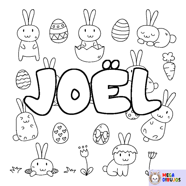 Coloración del nombre JO&Euml;L - decorado Pascua