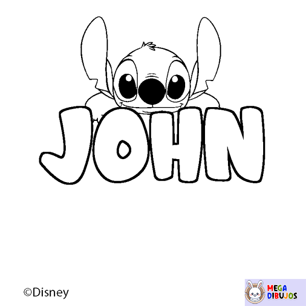 Coloración del nombre JOHN - decorado Stitch
