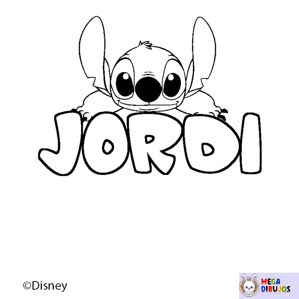 Coloración del nombre JORDI - decorado Stitch