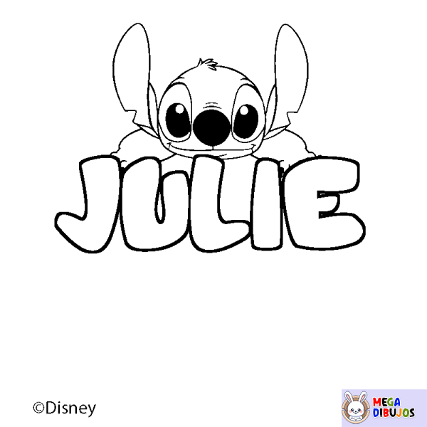 Coloración del nombre JULIE - decorado Stitch