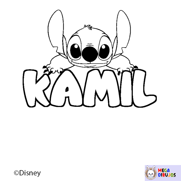 Coloración del nombre KAMIL - decorado Stitch