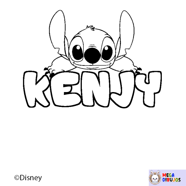 Coloración del nombre KENJY - decorado Stitch
