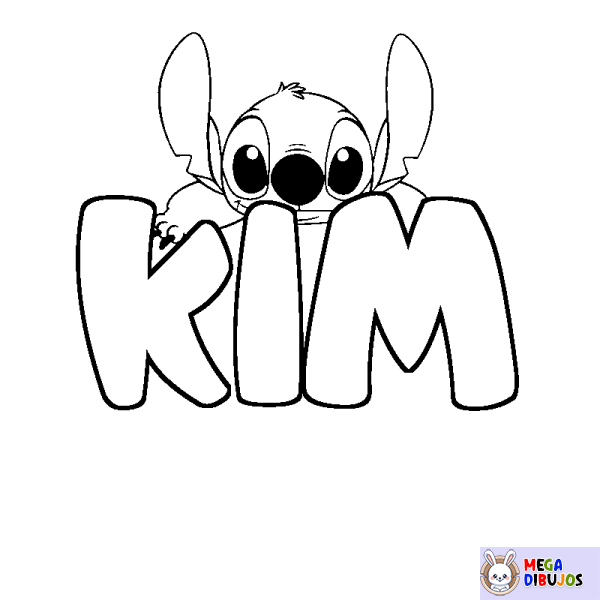 Coloración del nombre KIM - decorado Stitch
