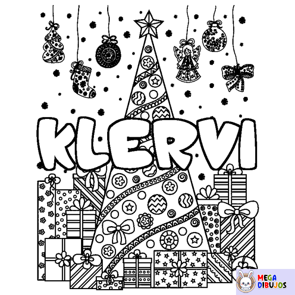 Coloración del nombre KLERVI - decorado &aacute;rbol de Navidad y regalos
